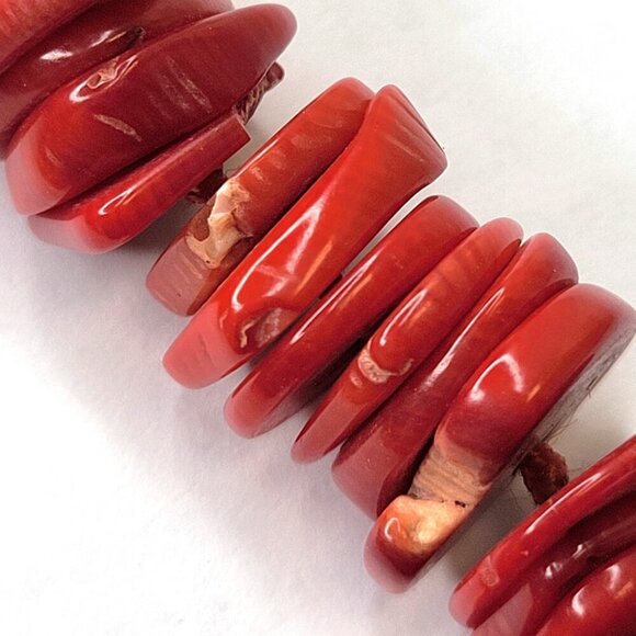 Womens Red Coral Necklace  Disc Beaded Necklace - Picture 7 of 16